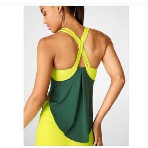 Fabletics Women's Giselle Powerhold Built-in Bra Swing Tank Top Green XS
